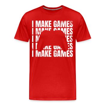 Ich entwickle Spiele - Männer Premium Bio T-Shirt - Rot - Vorne - Damien (186cm)