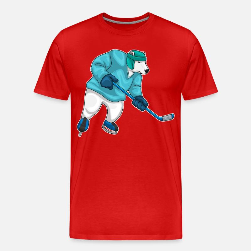 Eisbär Eishockey Eishockeyschläger - Männer Premium Bio T-Shirt - Rot