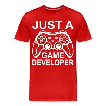 Funny game developer - Men's Premium Organic T-Shirt - red - Front - Damien (186cm)