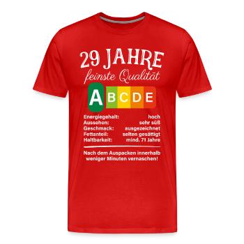 29 Jahre Feinste Qualität Geschenk 29. Geburtstag - Männer Premium Bio T-Shirt - Rot - Vorne - Damien (186cm)