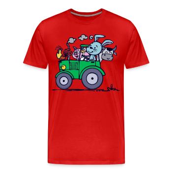 Farming Farm Tractor Commercial Vehicle Vehicle - Men's Premium Organic T-Shirt - red - Front - Damien (186cm)