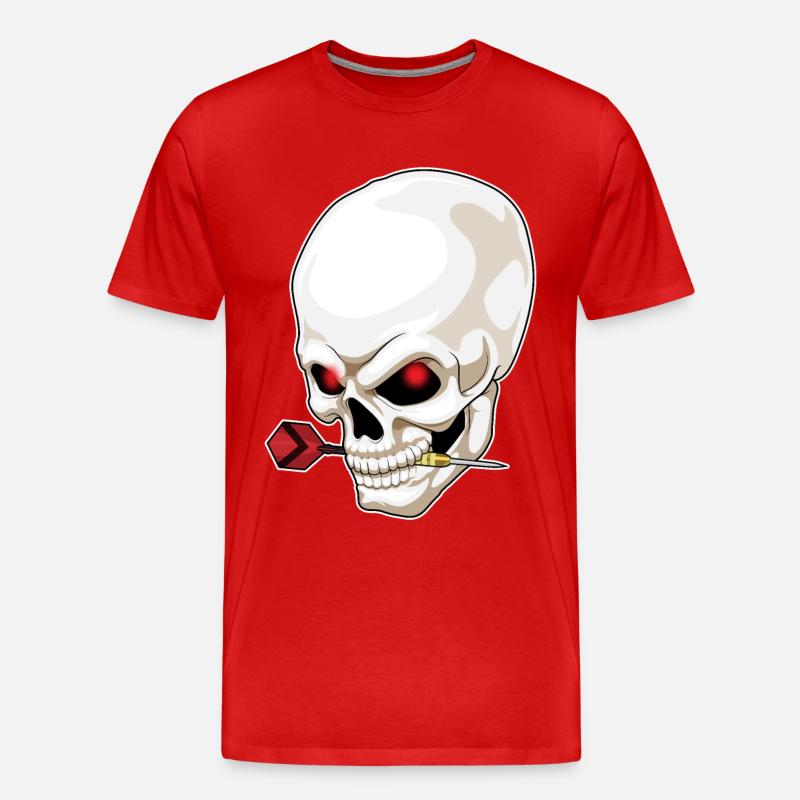 Totenkopf Dart Dartpfeil - Männer Premium Bio T-Shirt - Rot
