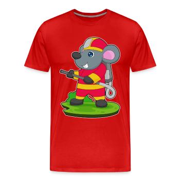 Mouse Firefighter Fire Hose Fire Hose Fire Brigade - Men's Premium Organic T-Shirt - red - Front - Damien (186cm)