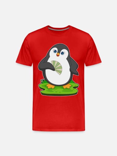 Pinguin Handventilator - Männer Premium Bio T-Shirt - Rot