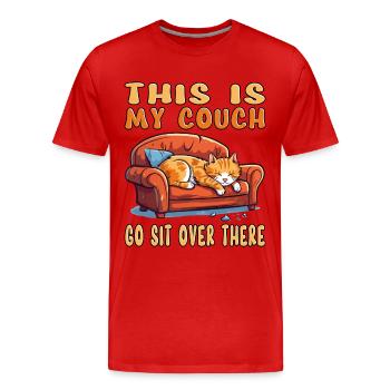 Cat Couch Sofa Funny Humor Typical Cartoon - Men's Premium Organic T-Shirt - red - Front - Damien (186cm)