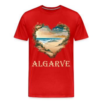 Algarve, Portugal. Heart Beach - Men's Premium Organic T-Shirt - red - Front - Damien (186cm)