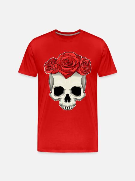 Skull Roses - Men's Premium Organic T-Shirt - red