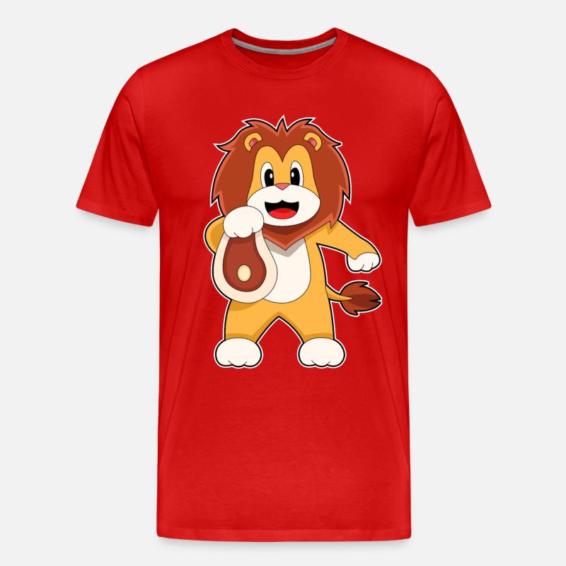 Löwe Fleisch - Männer Premium Bio T-Shirt - Rot