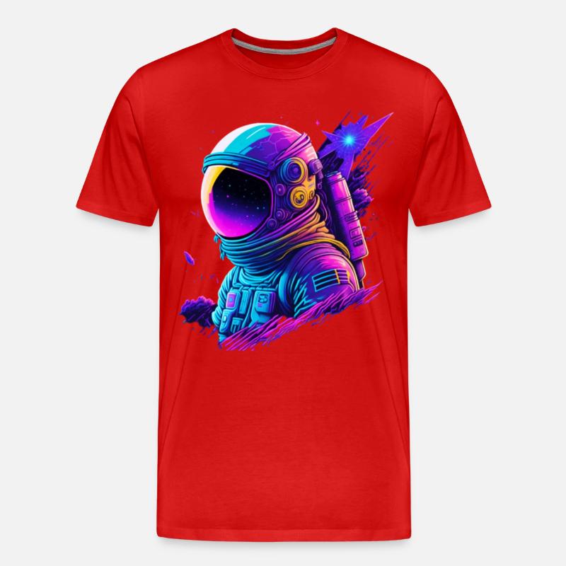 Synthwave Astronaute Space Explorer - T-shirt bio Premium Homme - rouge