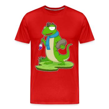 Lizard Painter Brush Painting - Men's Premium Organic T-Shirt - red - Front - Damien (186cm)