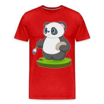 Panda Painter Brush Painting - Men's Premium Organic T-Shirt - red - Front - Damien (186cm)
