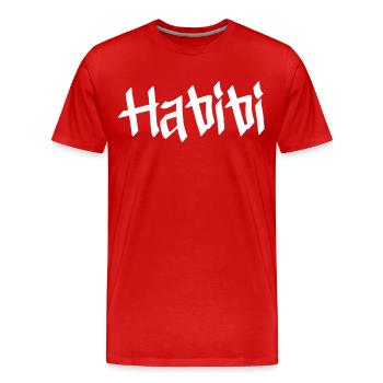 Habibi - Männer Premium Bio T-Shirt - Rot - Vorne - Damien (186cm)