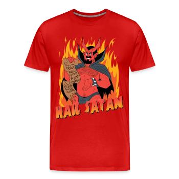 Hail Satan! - Men's Premium Organic T-Shirt - red - Front - Damien (186cm)