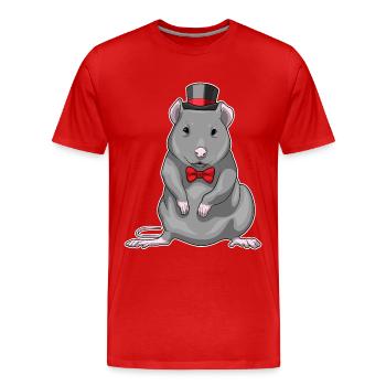 Mariage du marié Rat Hat Top Hat - T-shirt bio Premium Homme - rouge - Devant - Damien (186cm)