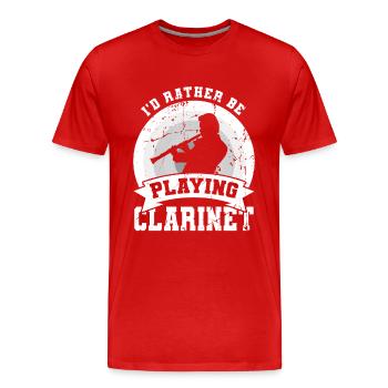 Funny clarinet joke - Men's Premium Organic T-Shirt - red - Front - Damien (186cm)