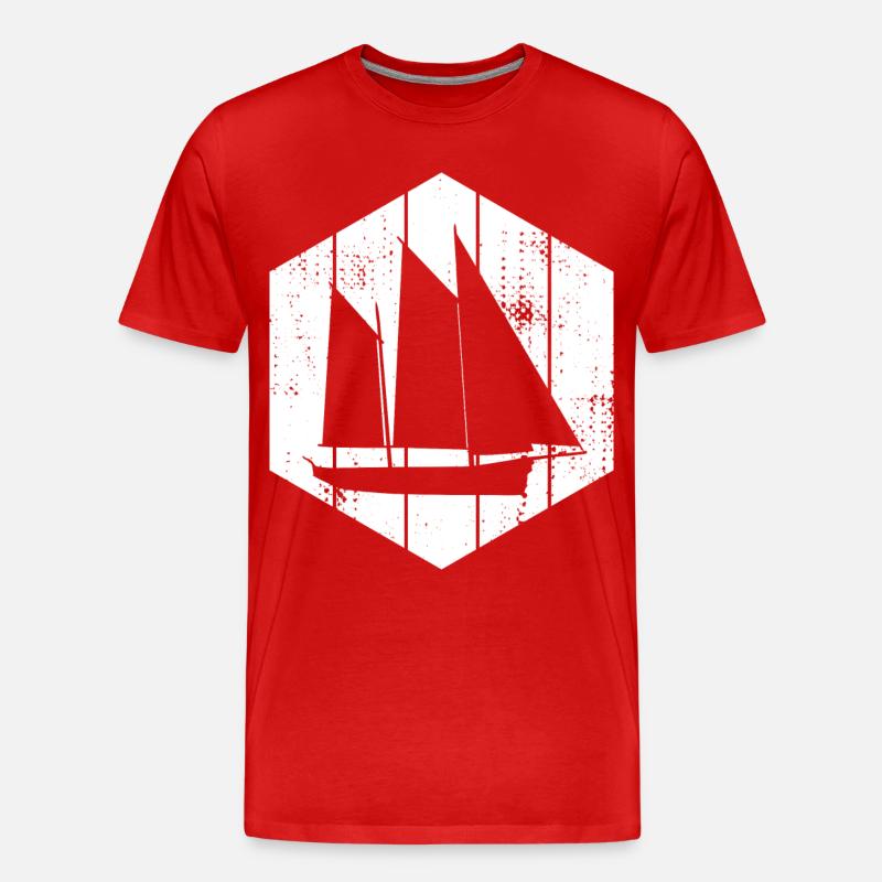 Segelboot - Männer Premium Bio T-Shirt - Rot