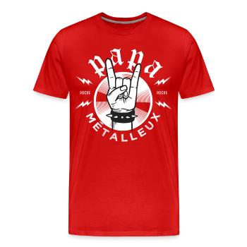 Papa Métalleux Cadeau Fan Heavy Metal Rock - T-shirt bio Premium Homme - rouge - Devant - Damien (186cm)