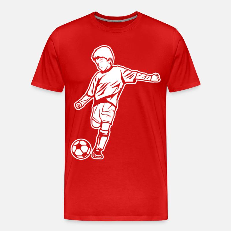 Fußball Junge Zeichnung - Männer Premium Bio T-Shirt - Rot