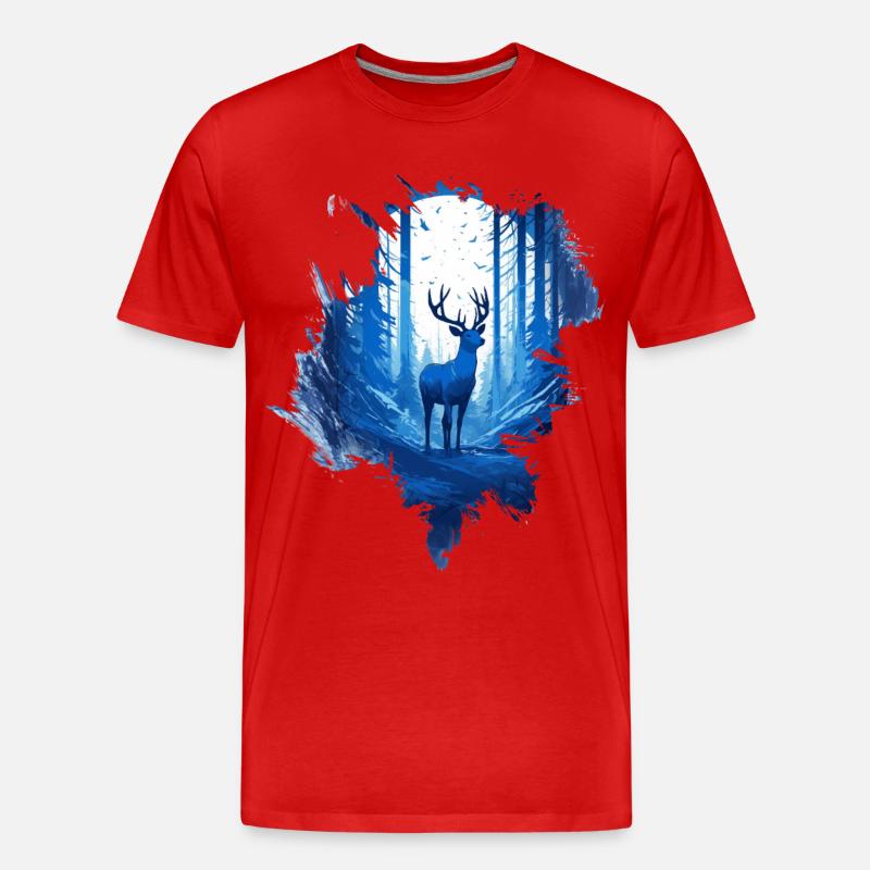 Hirsch im Wald - Männer Premium Bio T-Shirt - Rot