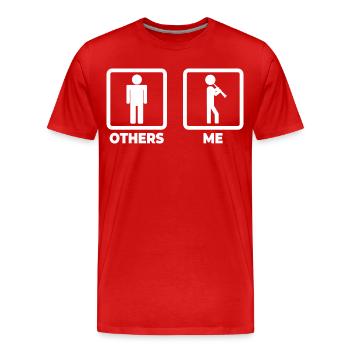Clarinet stick figure - Men's Premium Organic T-Shirt - red - Front - Damien (186cm)