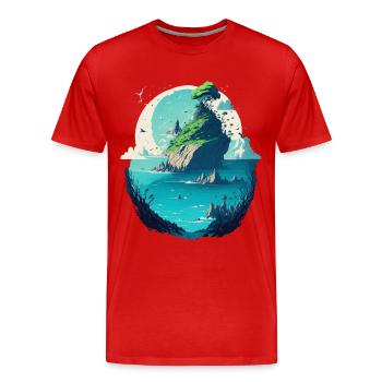 Imaginative Asian island landscape - Men's Premium Organic T-Shirt - red - Front - Damien (186cm)