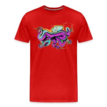 Krake - Männer Premium Bio T-Shirt - Rot - Vorne - Damien (186cm)