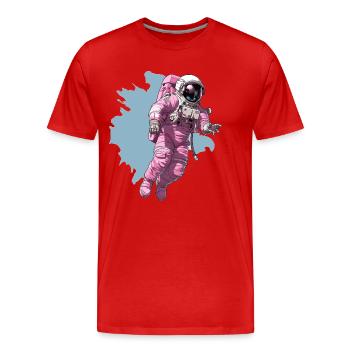 Rosa Raumanzug im Kosmos - Männer Premium Bio T-Shirt - Rot - Vorne - Damien (186cm)