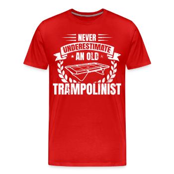 Unterschätze nie alte Trampolinspringer - Männer Premium Bio T-Shirt - Rot - Vorne - Damien (186cm)