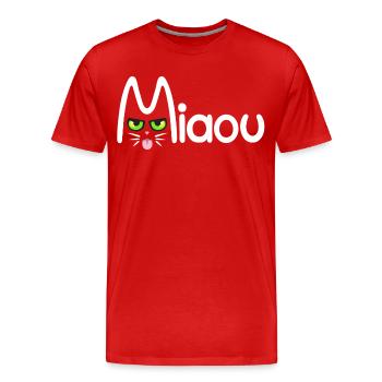 Miaou typographique - T-shirt bio Premium Homme - rouge - Devant - Damien (186cm)
