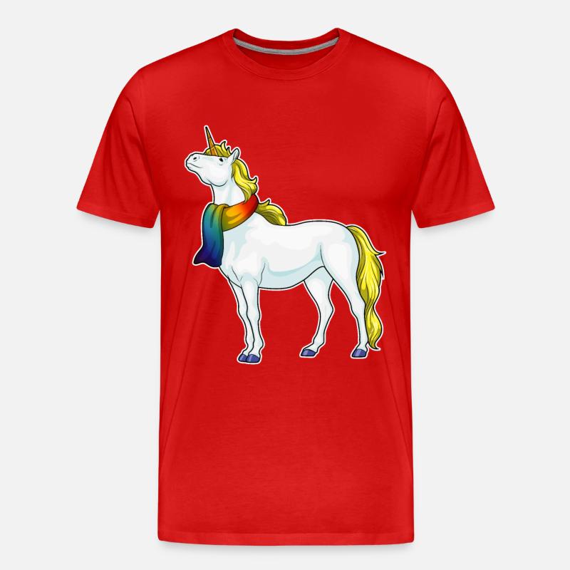 Einhorn Schal - Männer Premium Bio T-Shirt - Rot