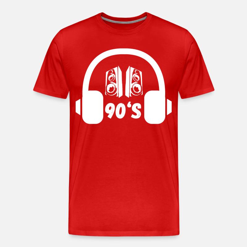 90er Kopfhörer Retro - Männer Premium Bio T-Shirt - Rot