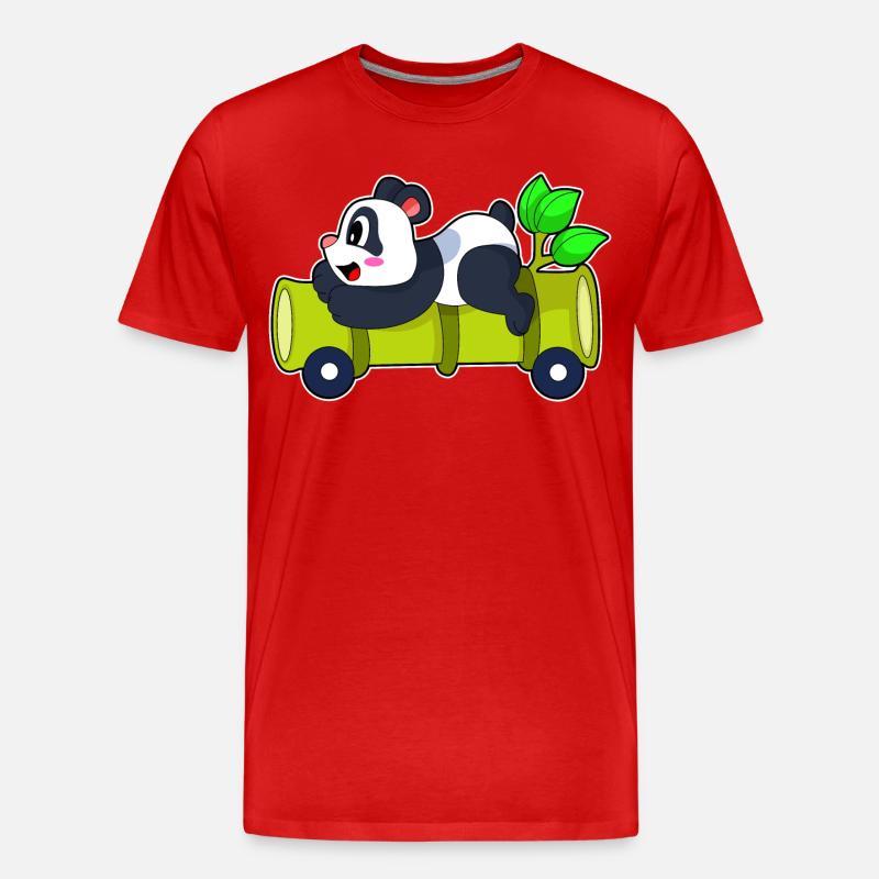 Panda Bambus Auto - Männer Premium Bio T-Shirt - Rot