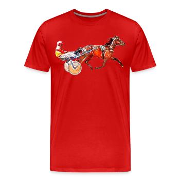 Traber Trabrennen - Männer Premium Bio T-Shirt - Rot - Vorne - Damien (186cm)
