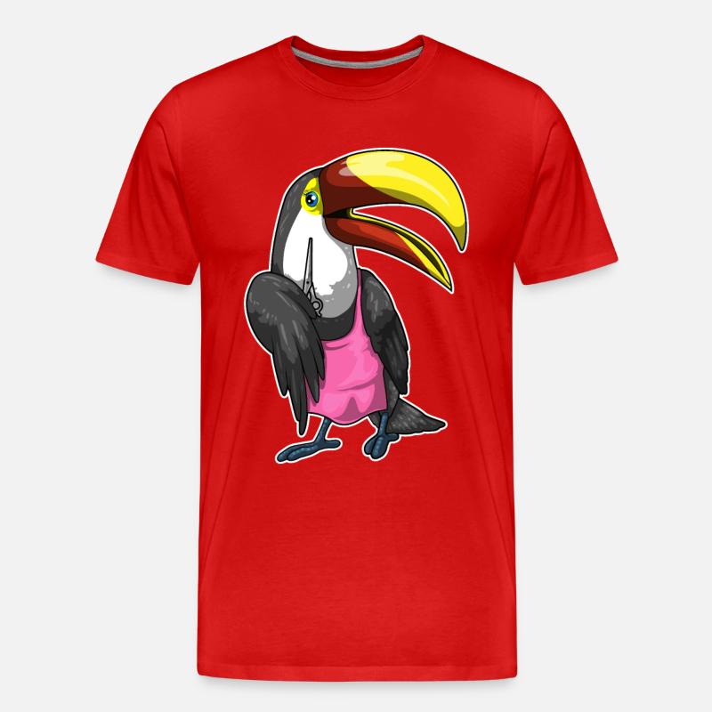 Ciseaux de coiffure Toucan - T-shirt bio Premium Homme - rouge
