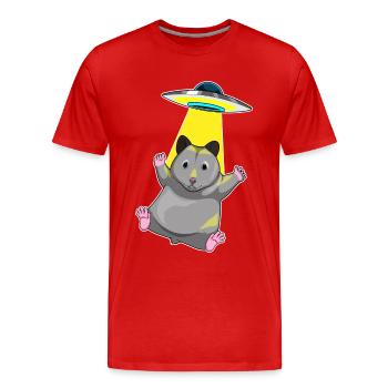 Hamster Spaceship Space - T-shirt bio Premium Homme - rouge - Devant - Damien (186cm)