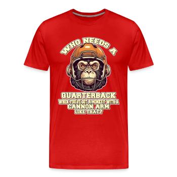 Motiver le singe quaterback - T-shirt bio Premium Homme - rouge - Devant - Damien (186cm)
