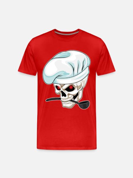 Skull Cooking Cooking Spoon Cooking - Men's Premium Organic T-Shirt - red