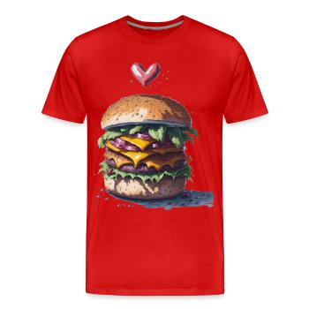 Burger - Männer Premium Bio T-Shirt - Rot - Vorne - Damien (186cm)
