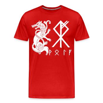 Loup blanc Fenrir - T-shirt bio Premium Homme - rouge - Devant - Damien (186cm)