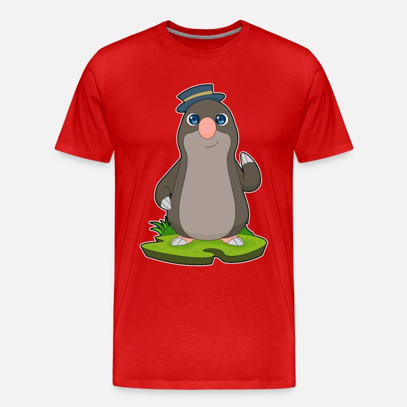 Maulwurf Gentleman Hut - Männer Premium Bio T-Shirt - Rot