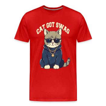 Vous avez Swag Cat avec des lunettes de soleil - T-shirt bio Premium Homme - rouge - Devant - Damien (186cm)