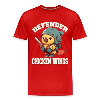 Küken in Ritterrüstung chicken wings - Männer Premium Bio T-Shirt - Rot - Vorne - Damien (186cm)