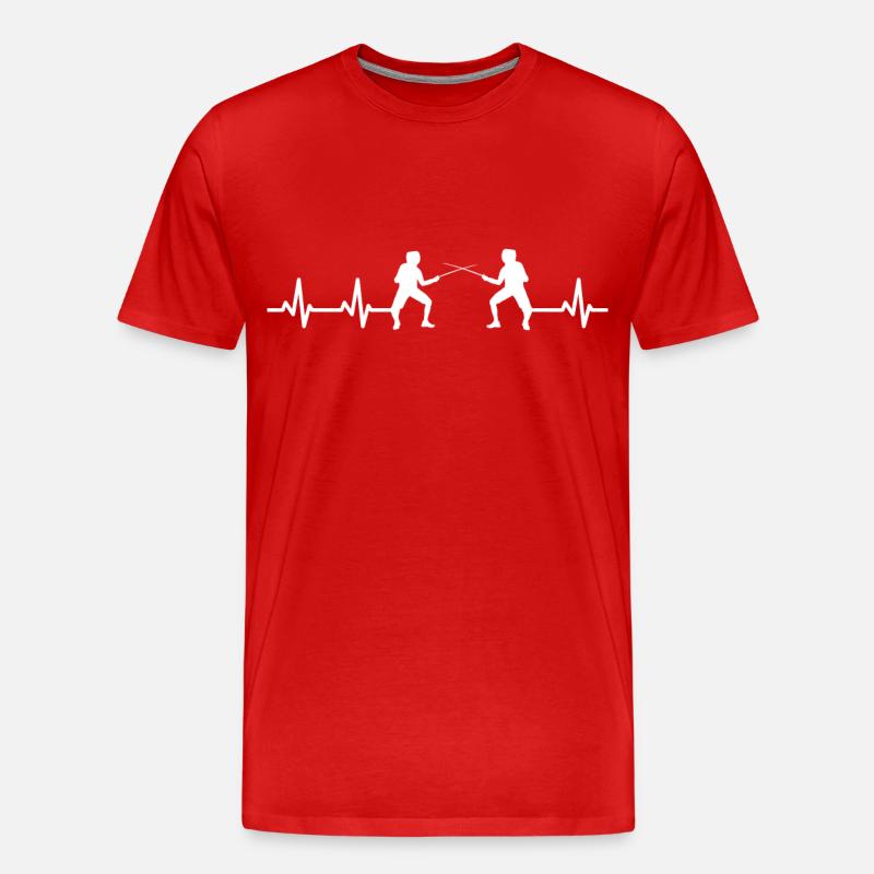 Fechter Herzschlag - Männer Premium Bio T-Shirt - Rot