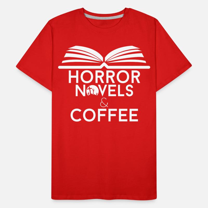 Book Lover Horror Novels and Coffee Men's Premium Organic T-Shirt