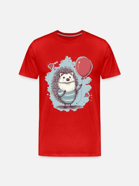 Hérisson mignon avec ballon - T-shirt bio Premium Homme - rouge