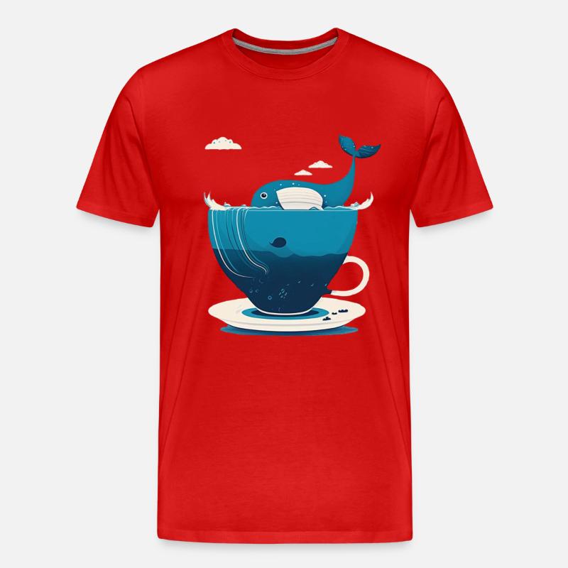 Wal in Teetasse - Männer Premium Bio T-Shirt - Rot