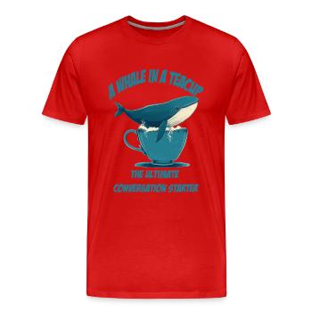 Baleine dans une tasse de thé démarreur de conversation - T-shirt bio Premium Homme - rouge - Devant - Damien (186cm)