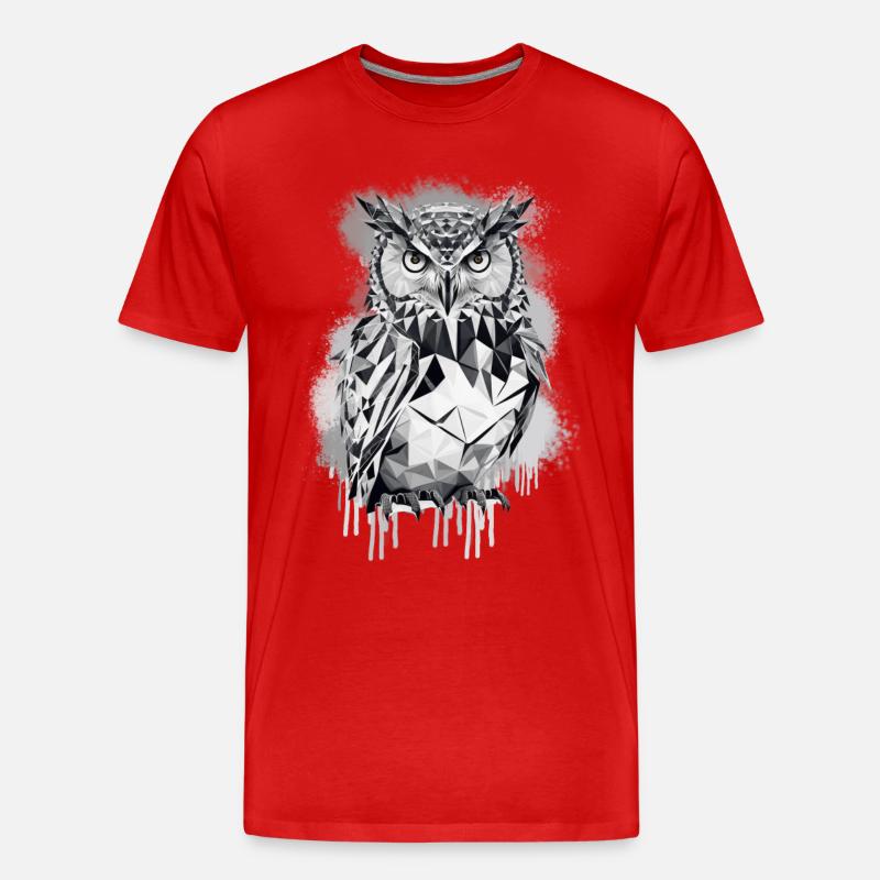 Geometrische Eule - Männer Premium Bio T-Shirt - Rot