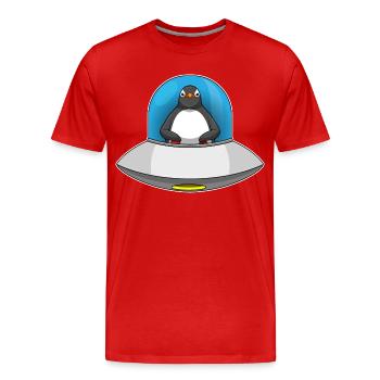 Penguin Spaceship Space - T-shirt bio Premium Homme - rouge - Devant - Damien (186cm)