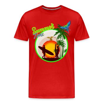 heure d'été - T-shirt bio Premium Homme - rouge - Devant - Damien (186cm)